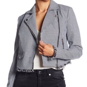 Romeo + Juliet Couture Houndstooth Fringe Jacket